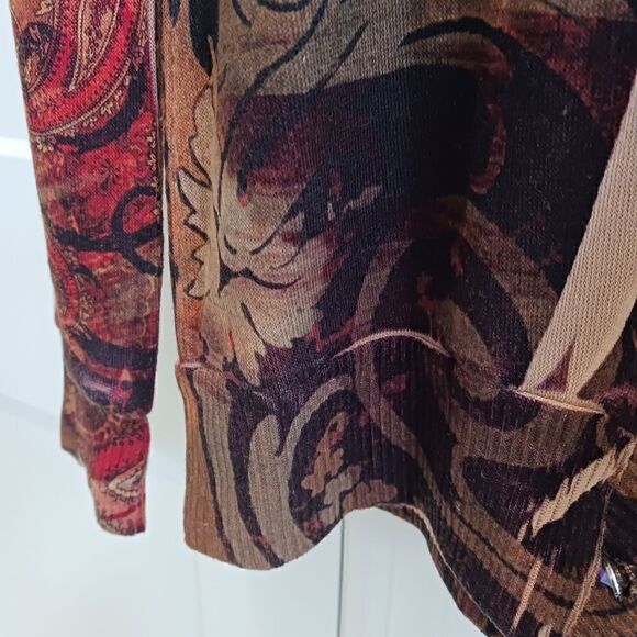 NY Collection Paisley Gold Studded Cardigan - Picture 4 of 15